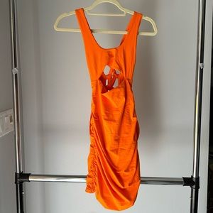 Tiger Mist Orange Ruched Dress